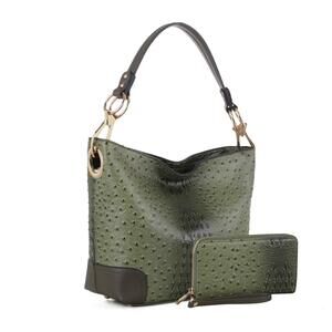 8073 MKF Set Hobo Bag & Wristlet Wallet – PU Leather Designer Handbag Purse